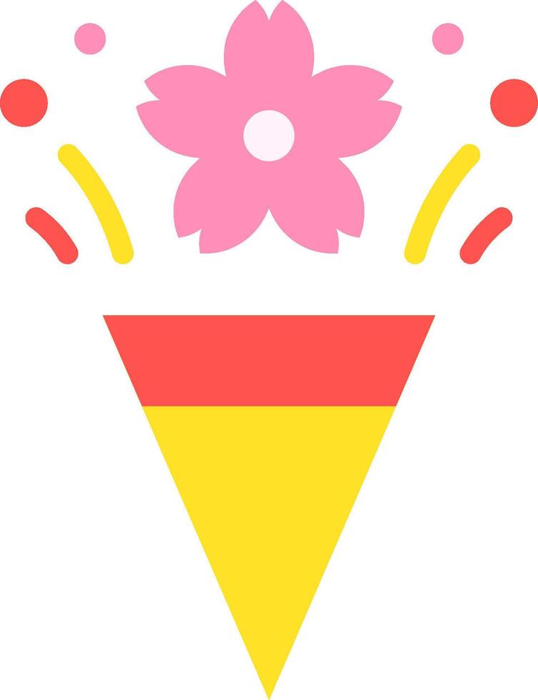 A yellow and pink ice cream cone with a flower vector
