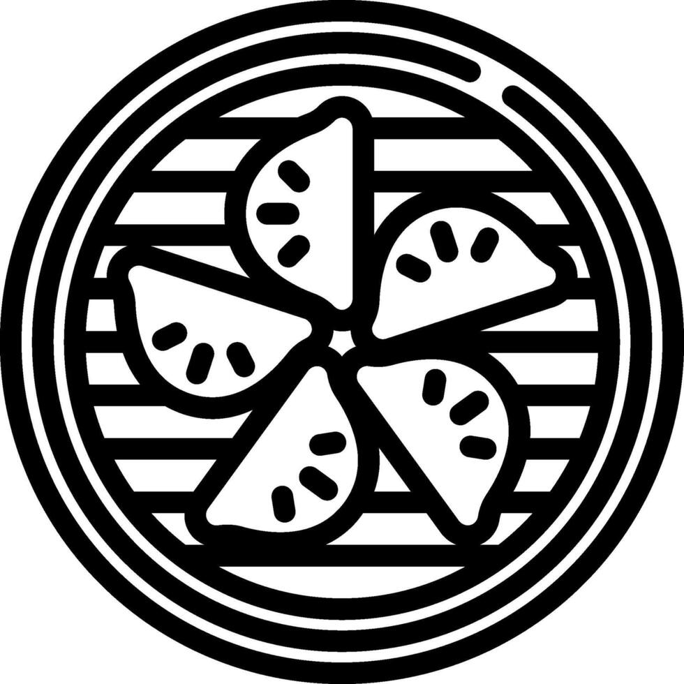 A black and white logo of a slice of fruit vector
