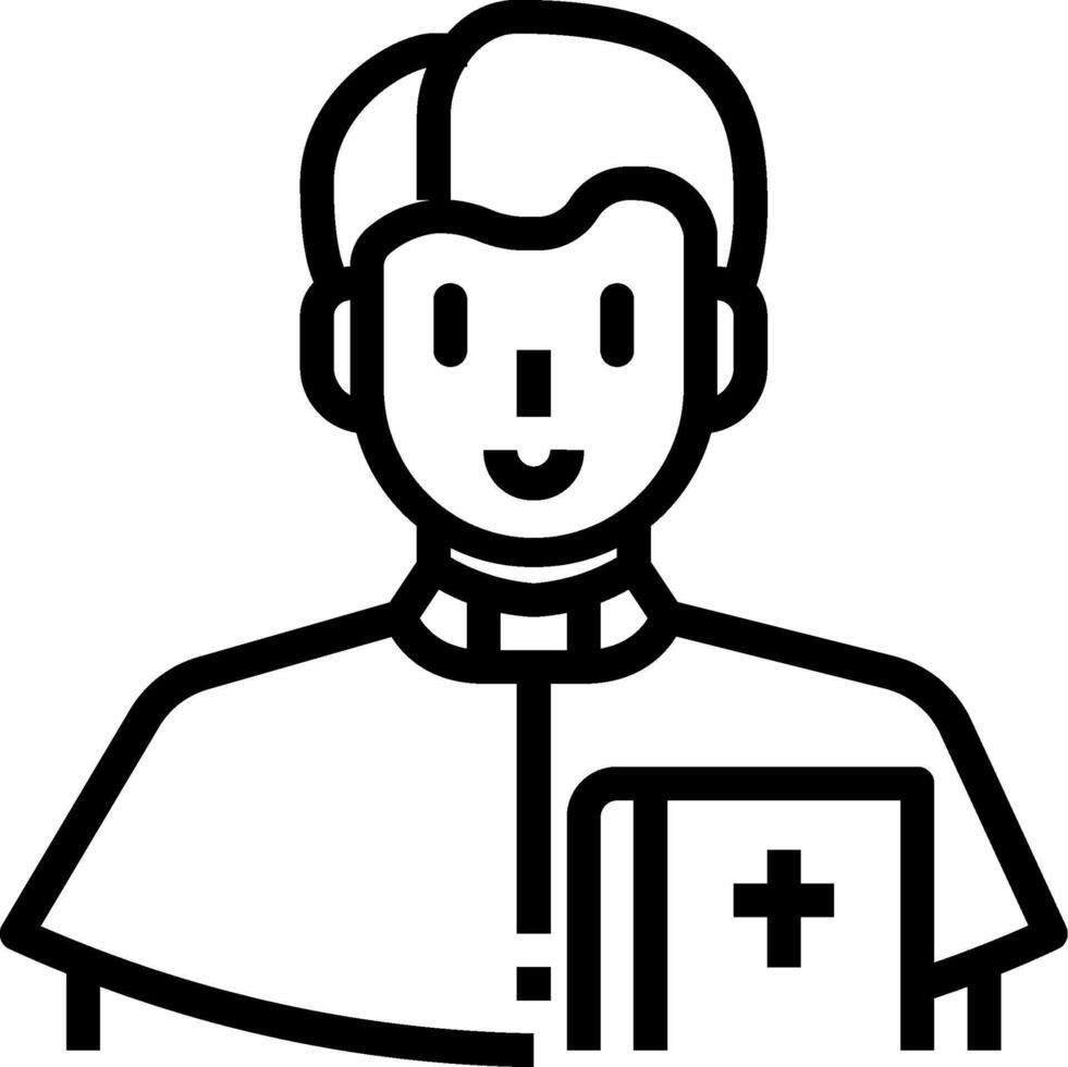A black and white drawing of a priest vector