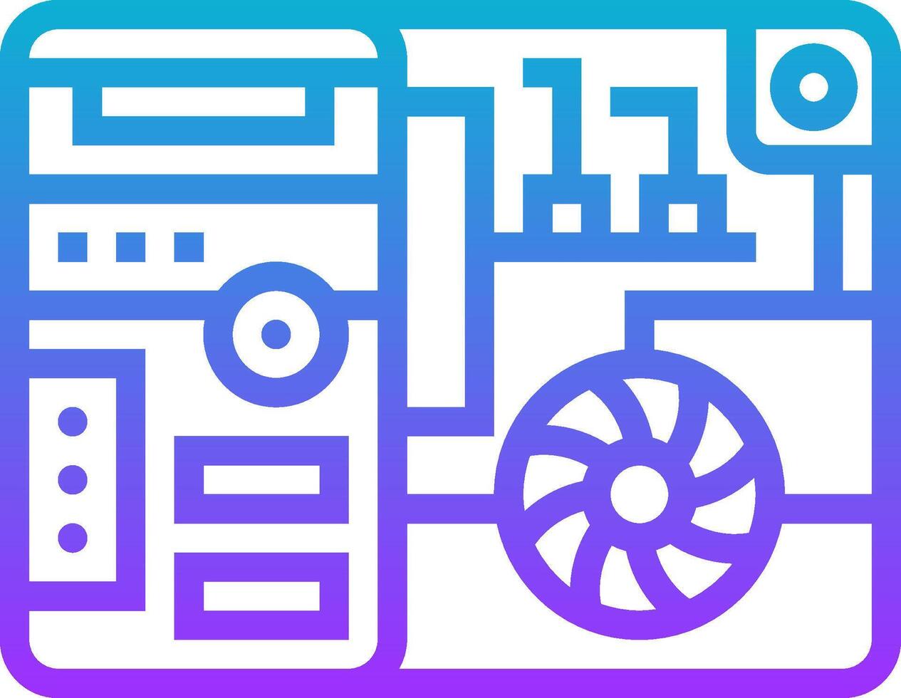 A computer with a fan and a fan on it vector