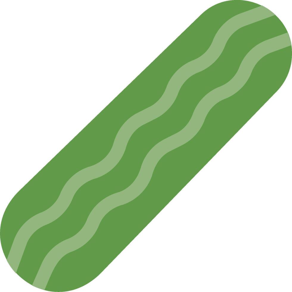 A green and white image of a long, thin, wavy, green, oval shaped object vector