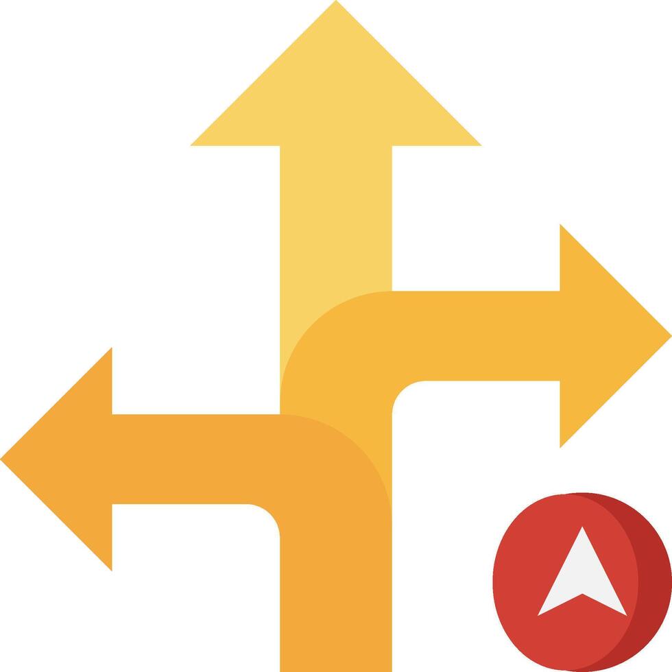 A yellow arrow pointing to a red arrow vector