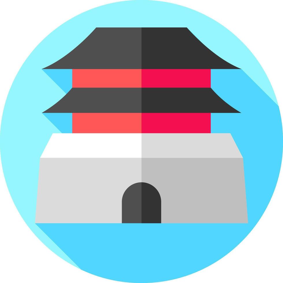 A flat icon of a pagoda with a long shadow vector