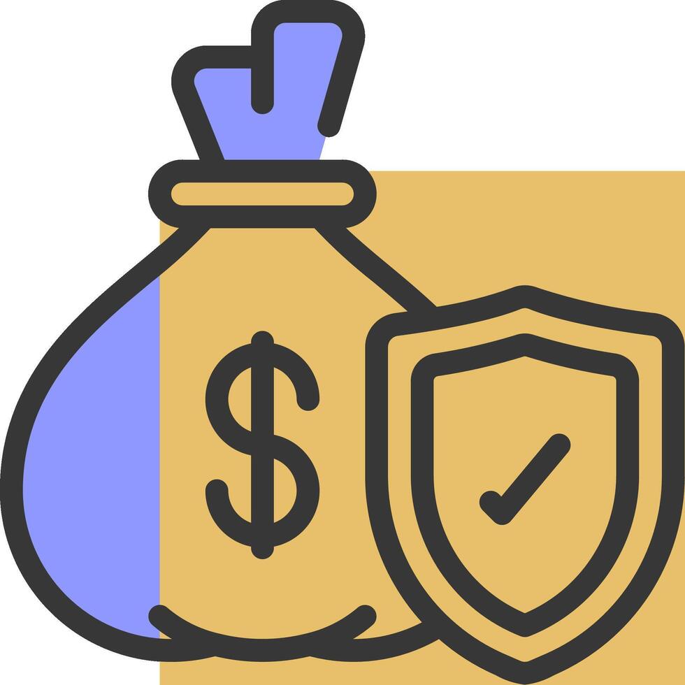 A money bag and a shield icon vector