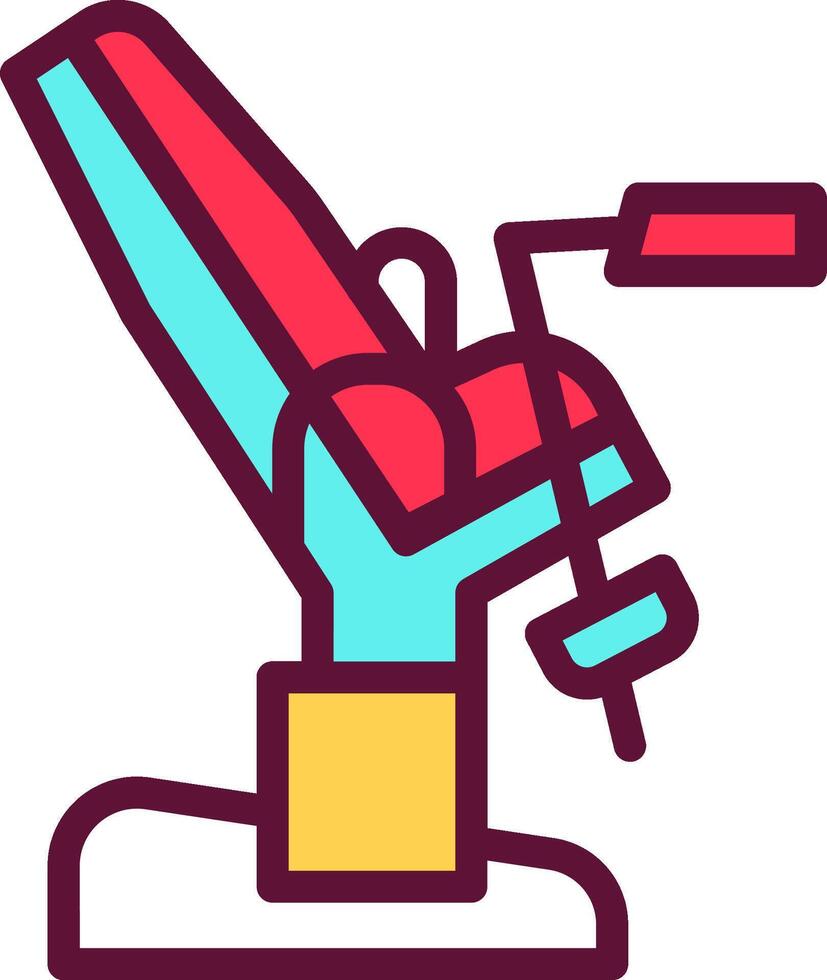 A dentist chair with a red and blue handle vector