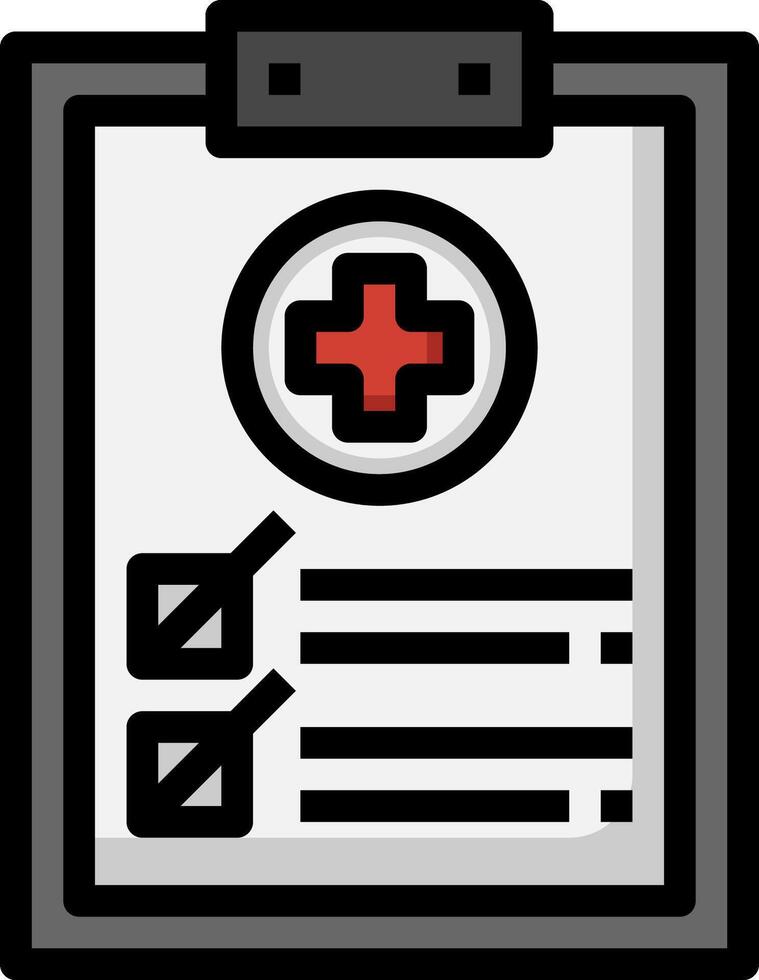 A clipboard with a check mark and a red cross vector