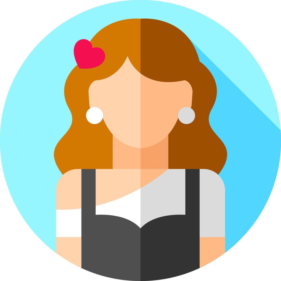 A woman with long hair and a heart on her head vector