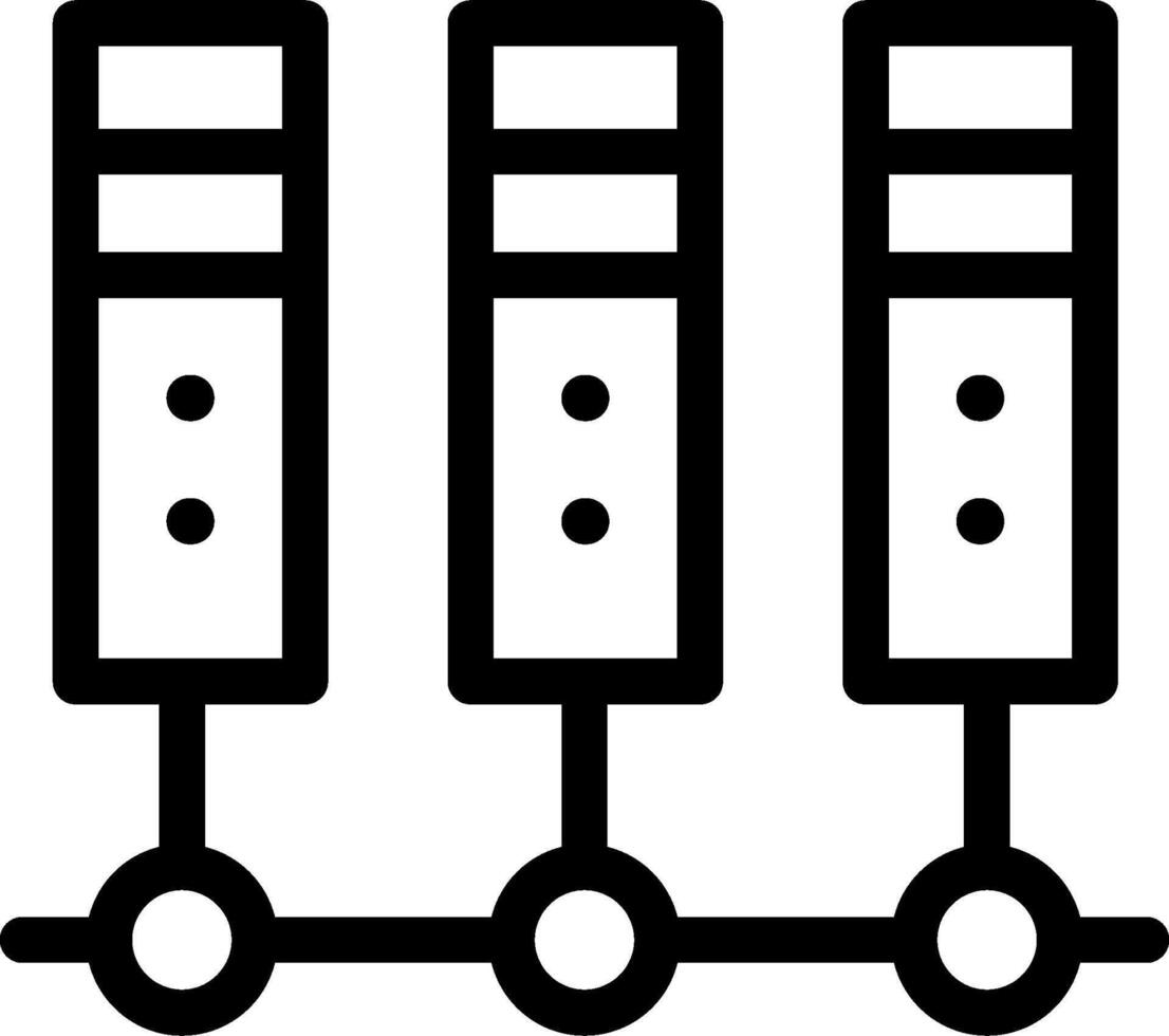A black and white image of three servers vector