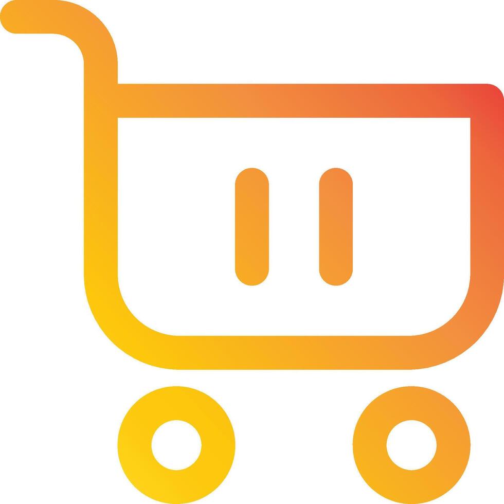 A shopping cart icon with orange and yellow colors vector