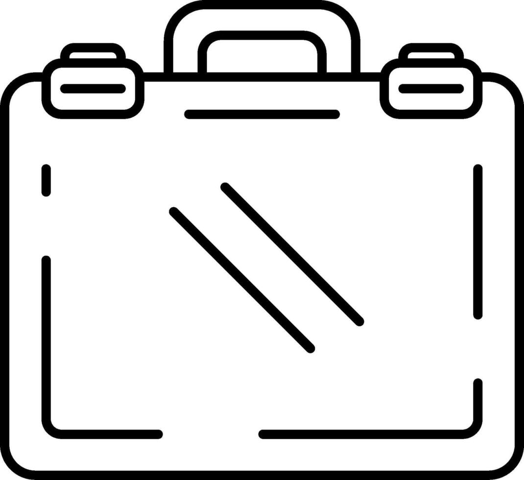 A black and white outline of a briefcase vector
