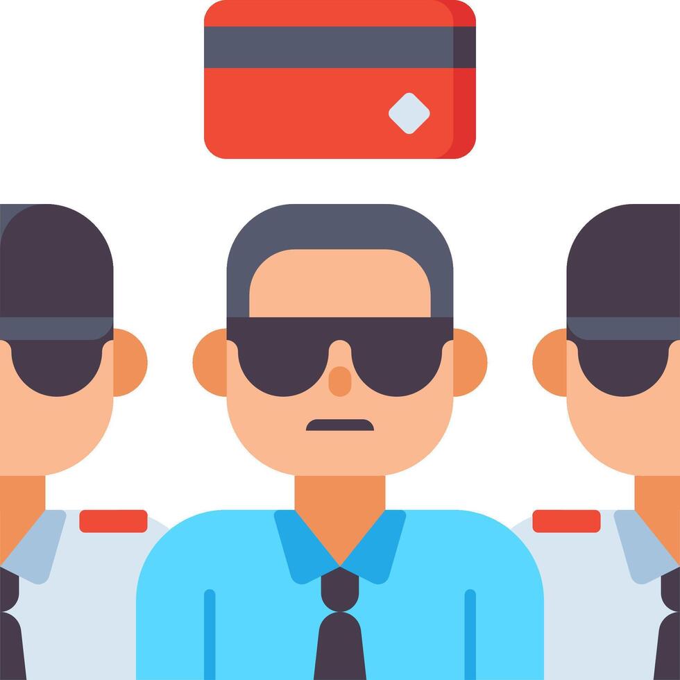 Three men in sunglasses and ties standing over a red card vector