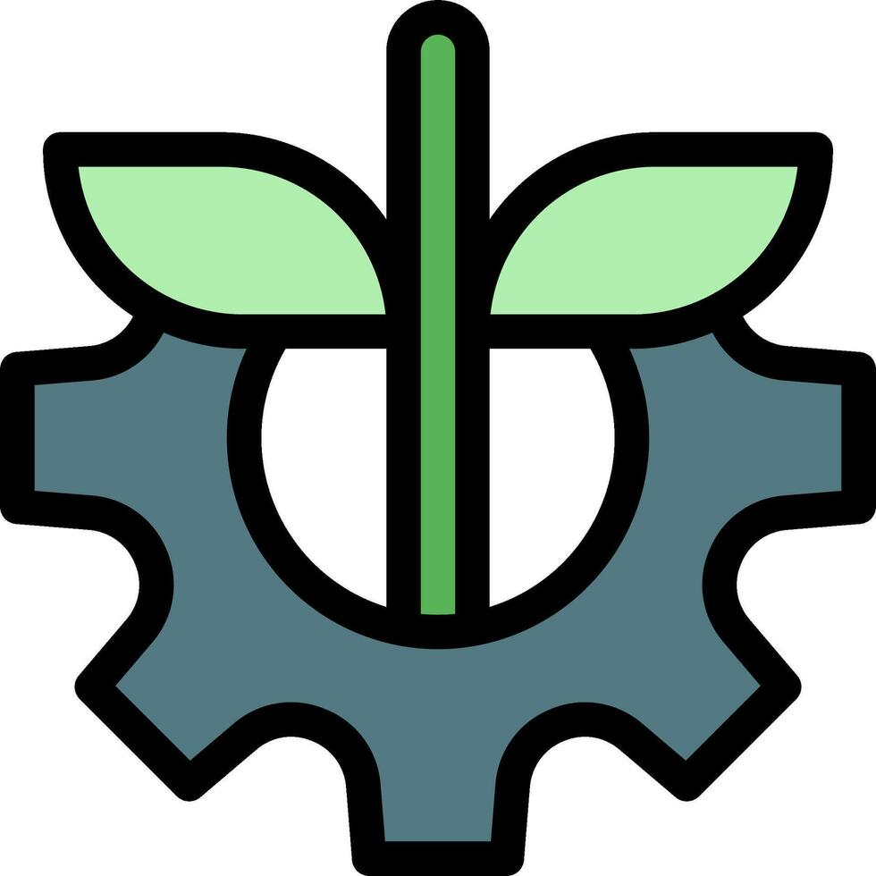 A green plant with a gear wheel in the center vector