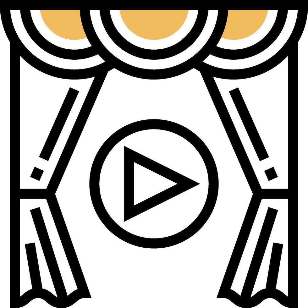 A play button with curtains and a curtain vector