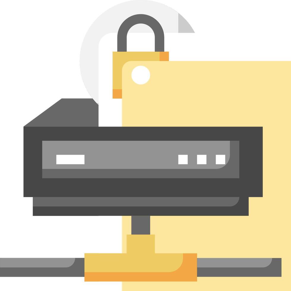 A computer with a padlock on it vector