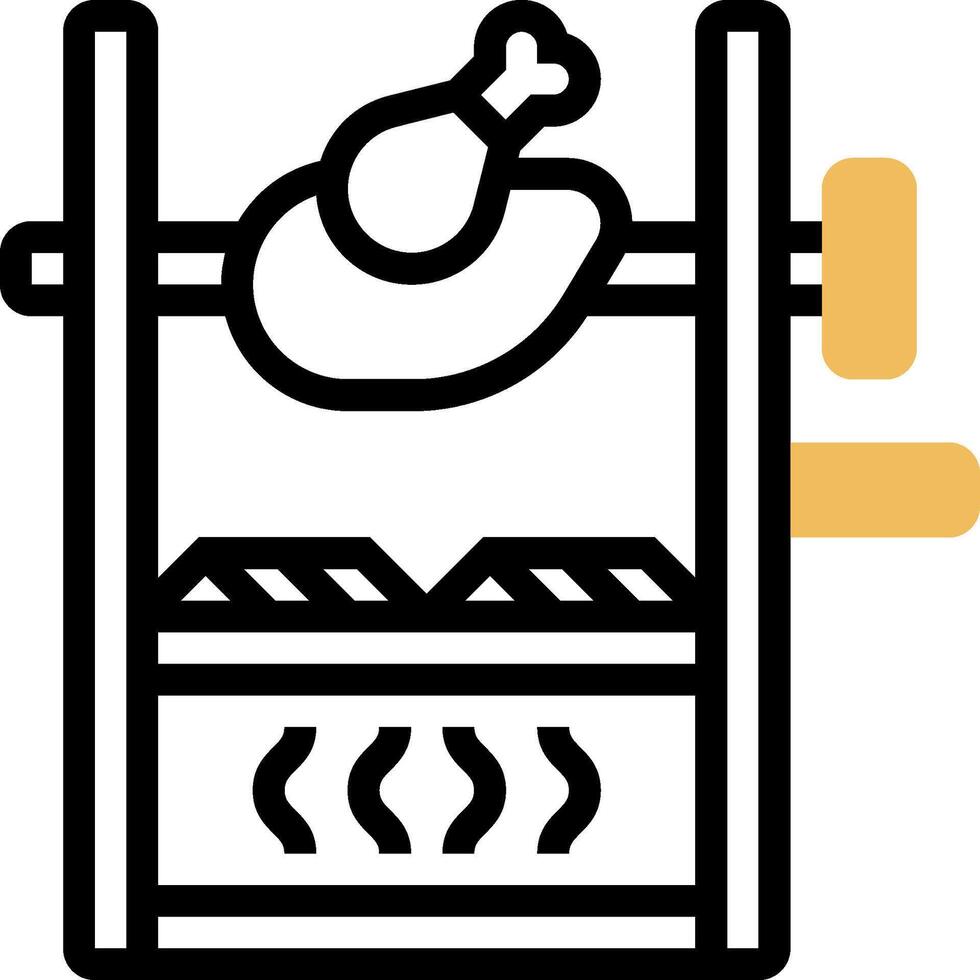 A chicken is cooking in a grill vector