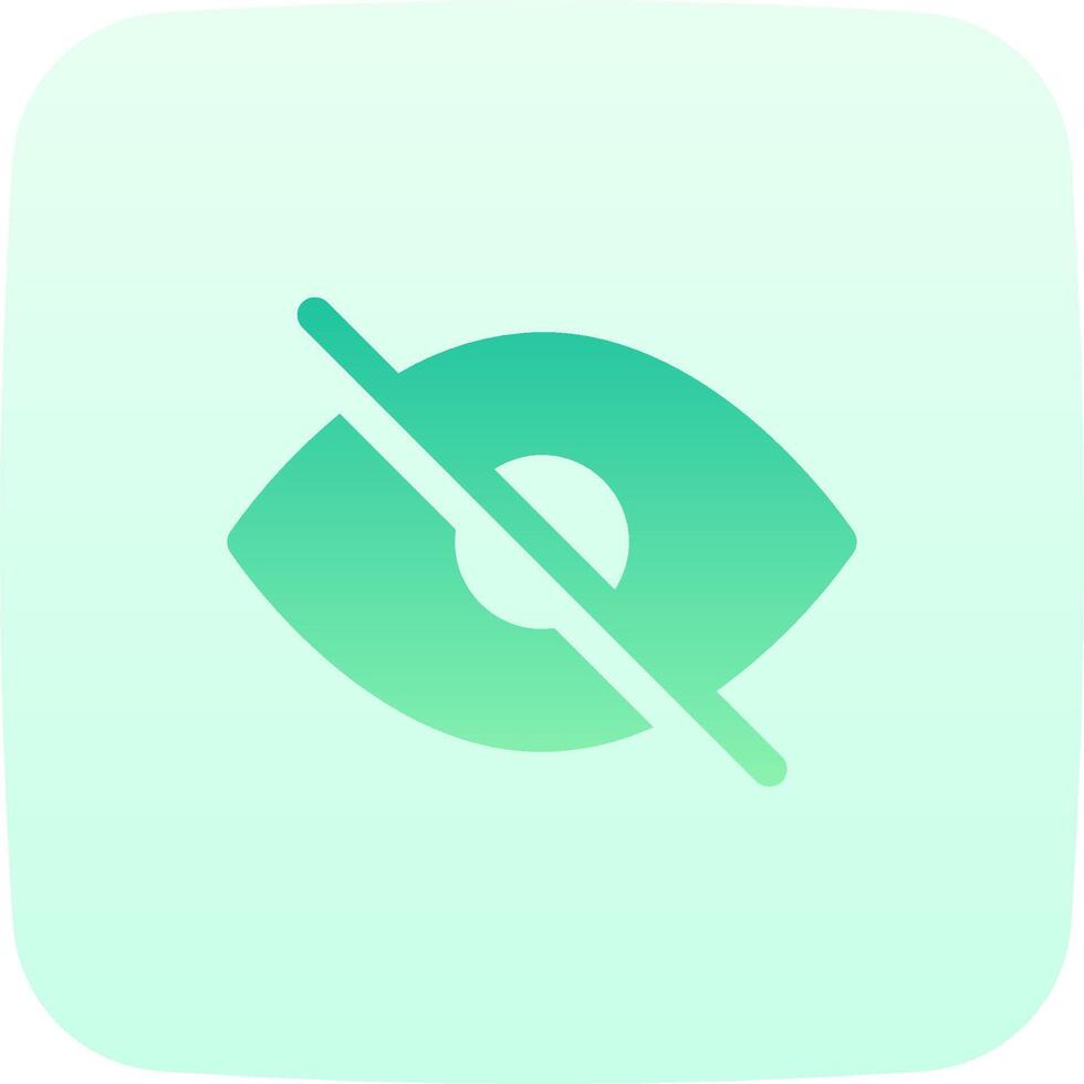 A green and white icon with an eye and a line vector