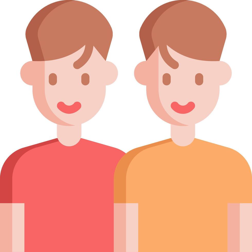 Two men in t - shirts, one with brown hair and the other with red hair vector