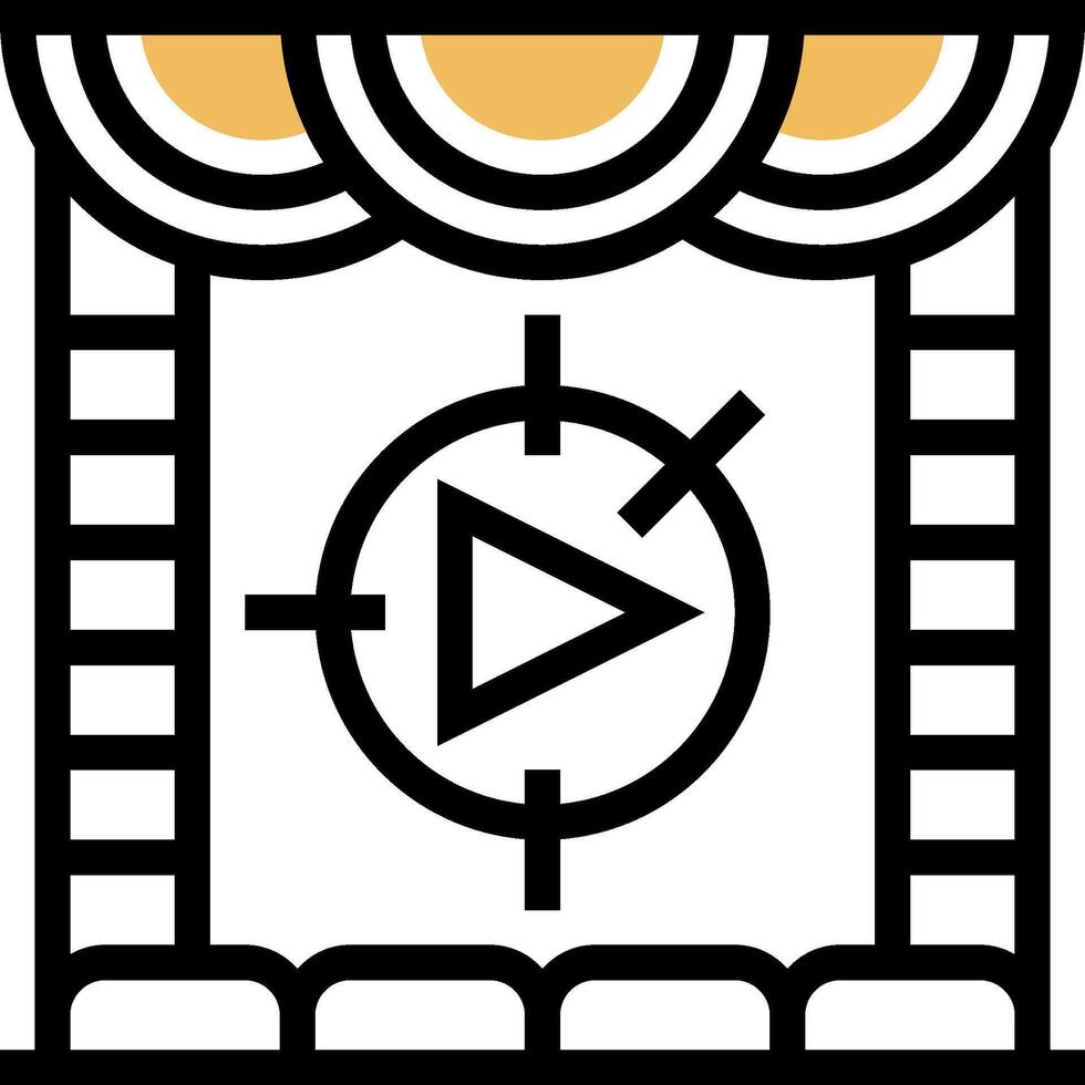 A movie theater icon with a play button vector