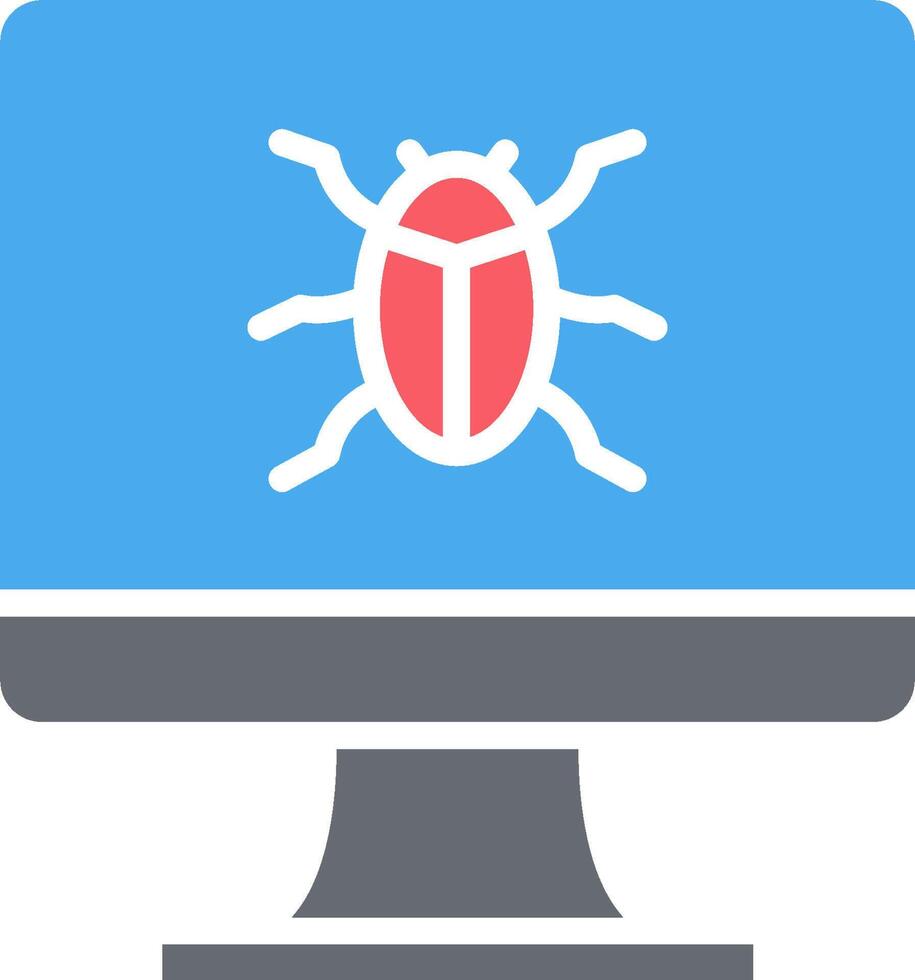 A computer screen with a bug on it vector