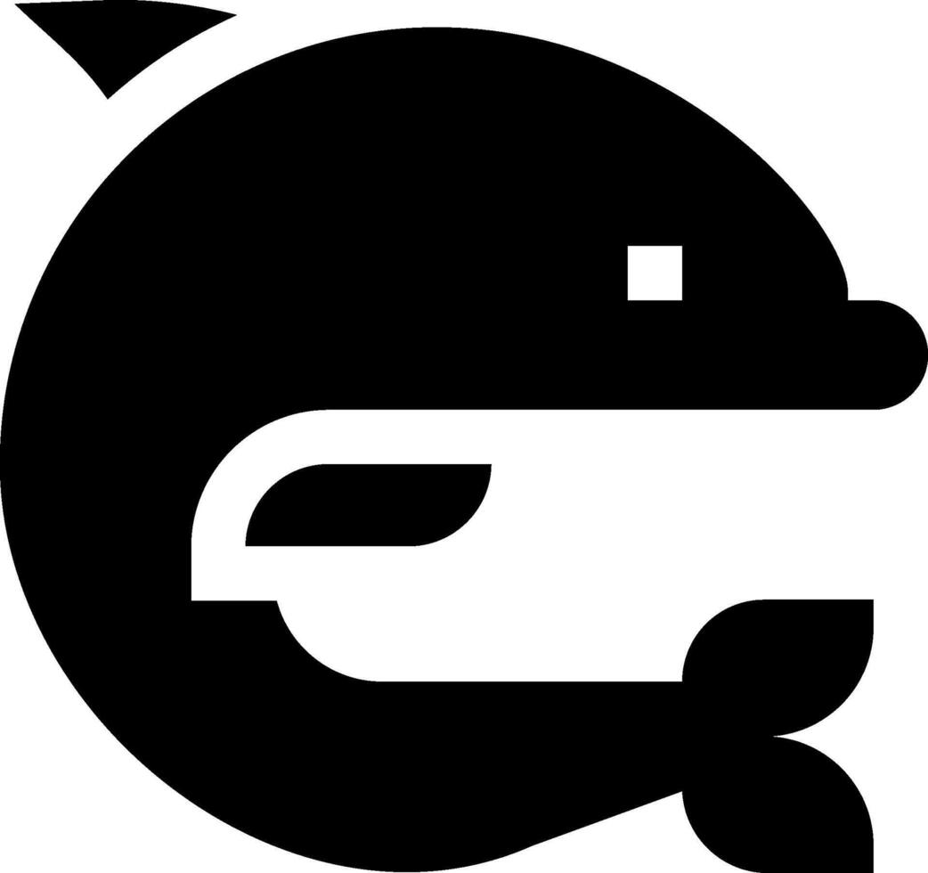 A black and white logo of a dolphin vector