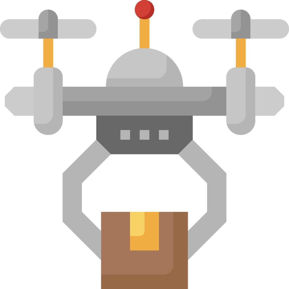 A robot with a box and a drone vector