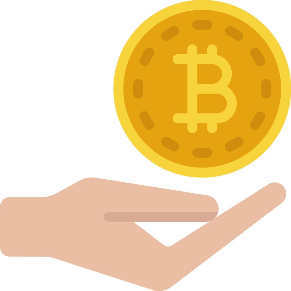 Bitcoin icon in hand with a coin vector