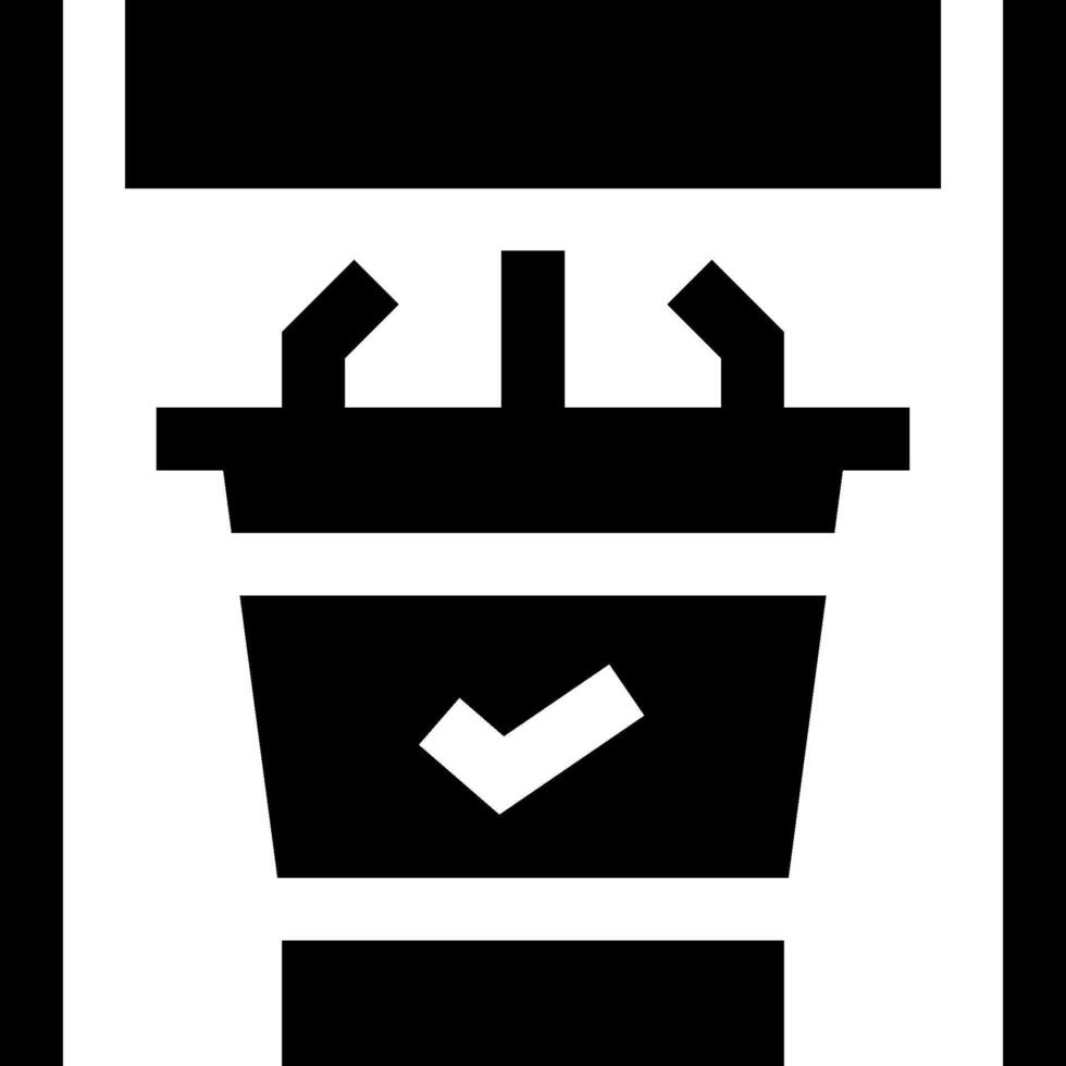 A black and white icon of a trash can vector