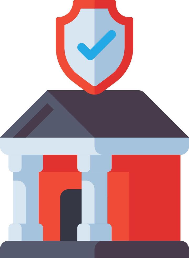 A bank building with a shield on top vector