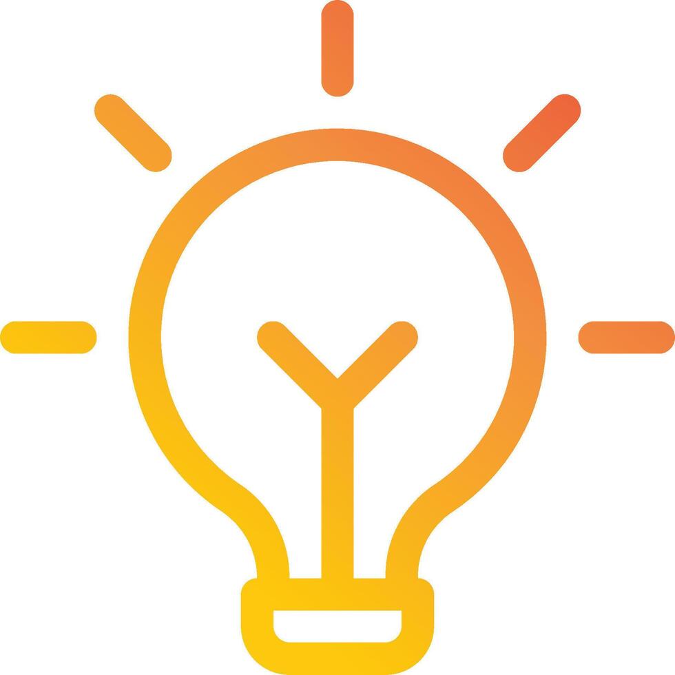 A light bulb with a yellow and orange outline vector
