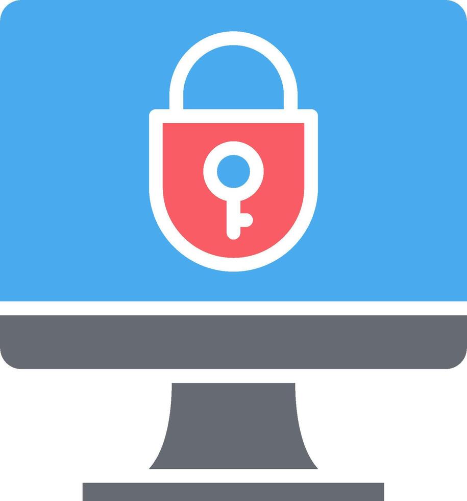 A computer screen with a padlock on it vector