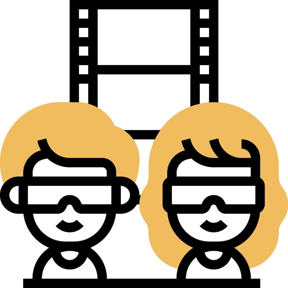 Two people wearing glasses and holding a camera vector