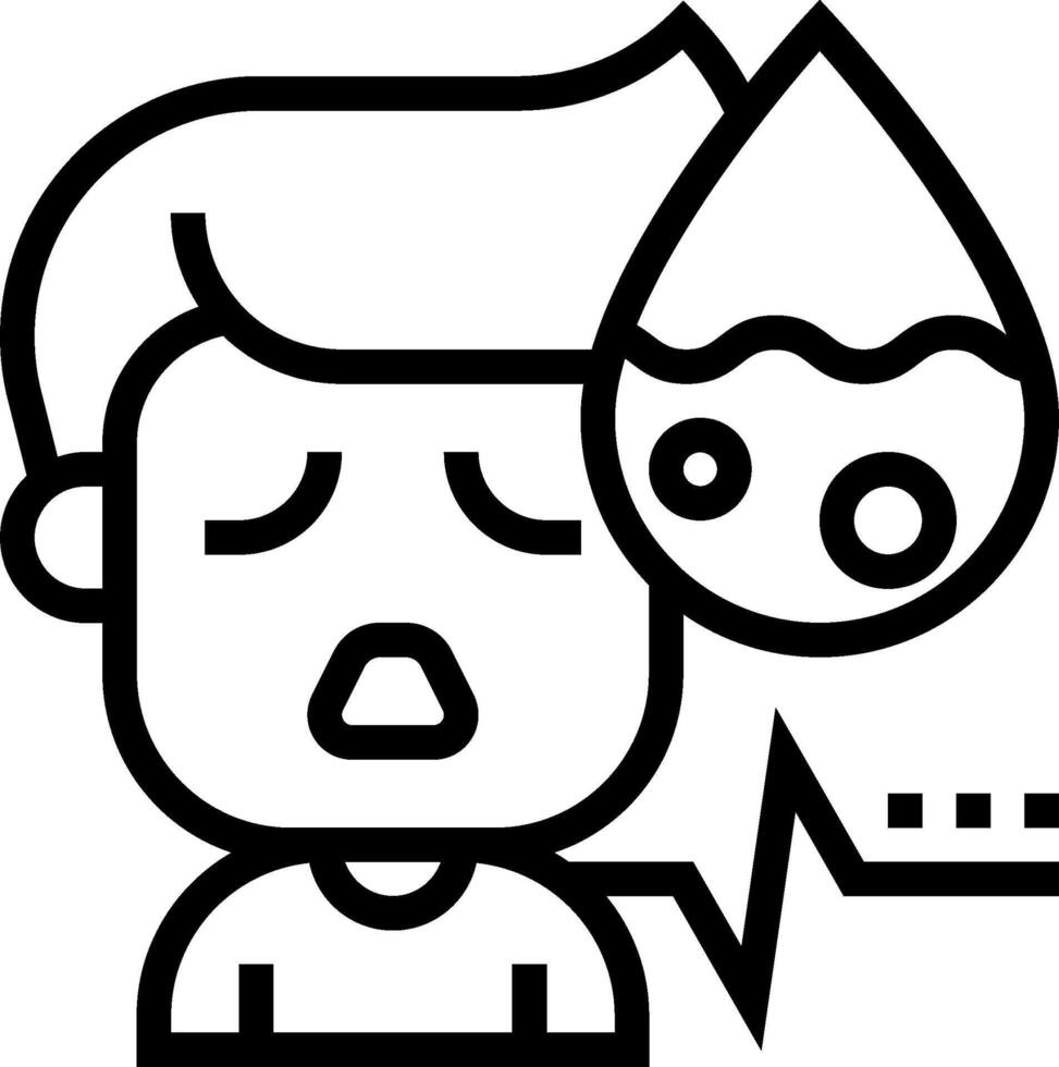 A man with a drop of water on his head vector