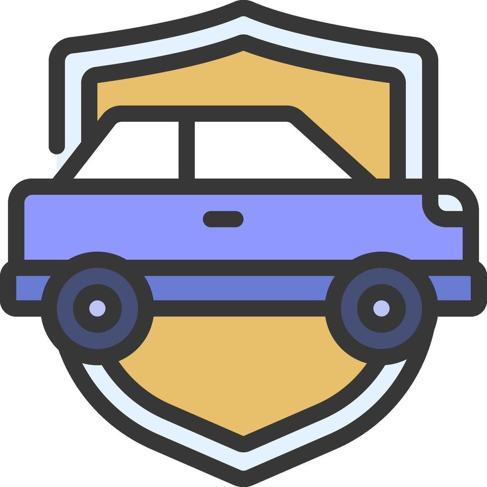 Car icon on a shield with a blue car vector