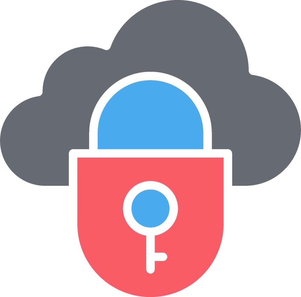 Cloud security icon with key and lock vector