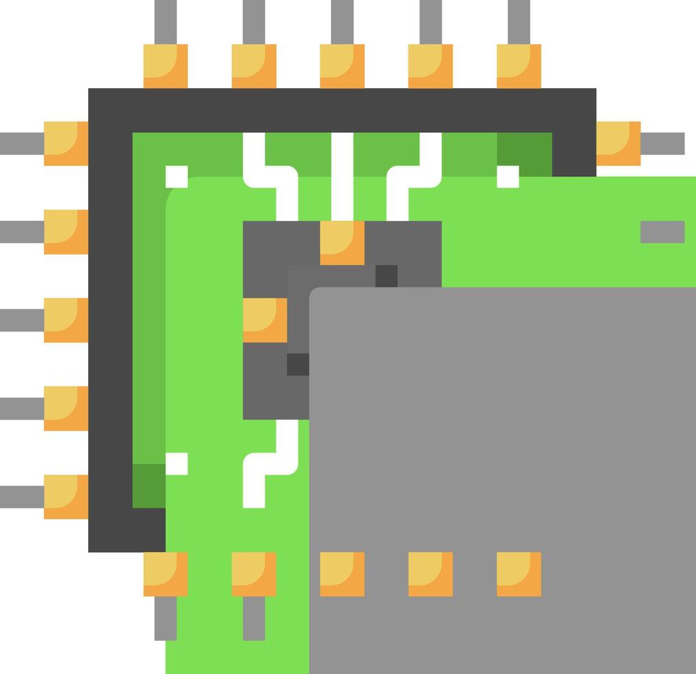 A pixelated image of a computer chip vector