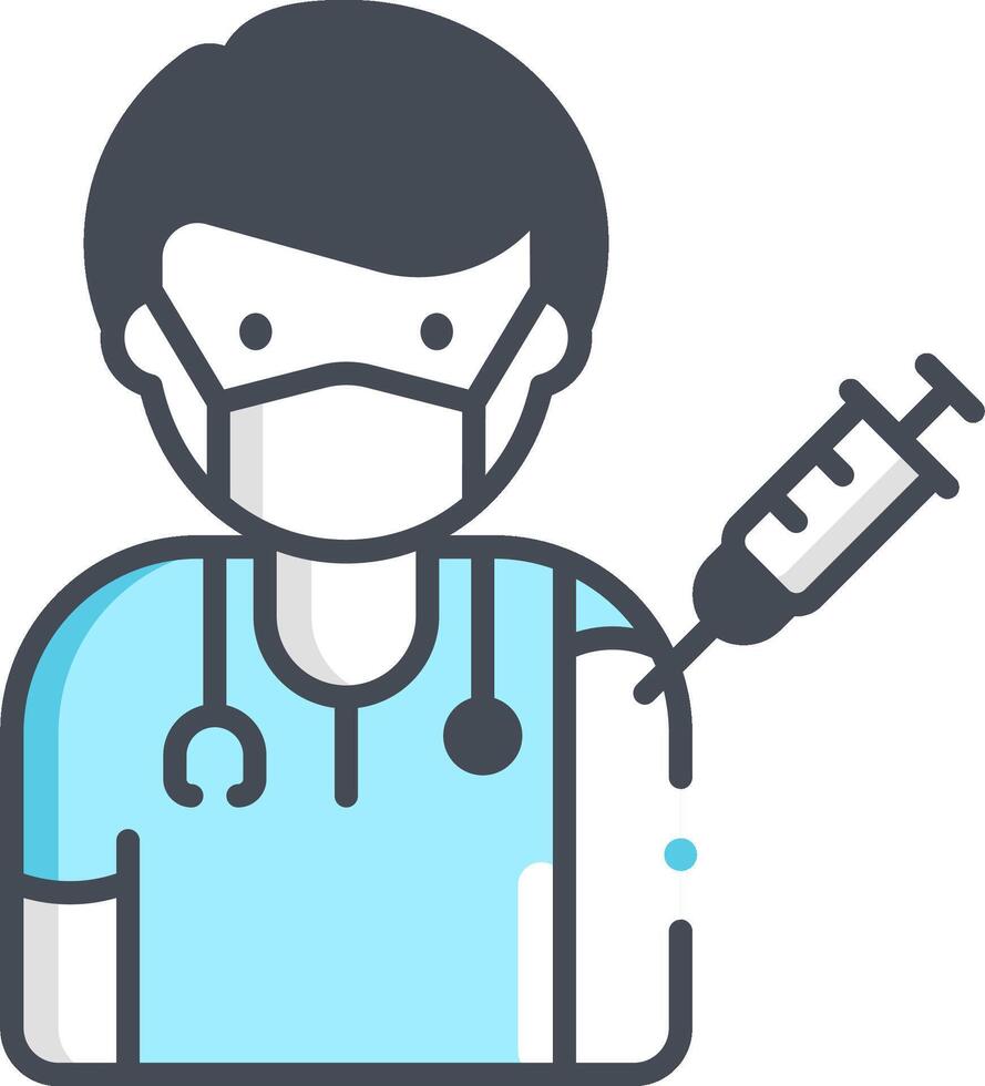 A doctor with a syringe and a mask vector