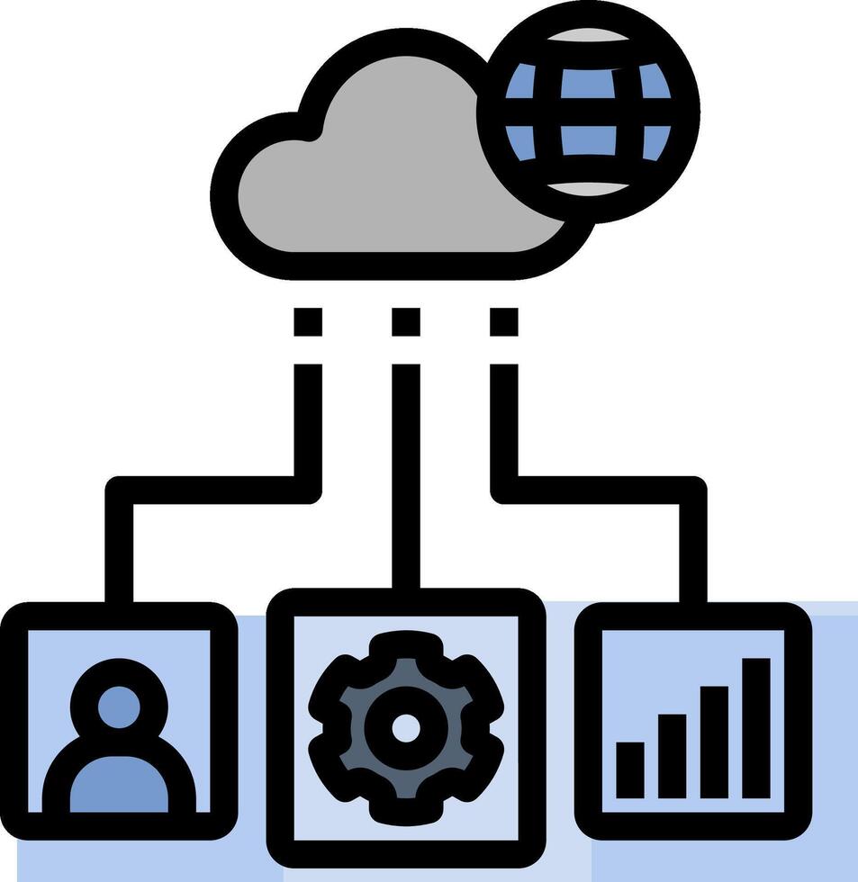 A cloud with a globe and other icons vector