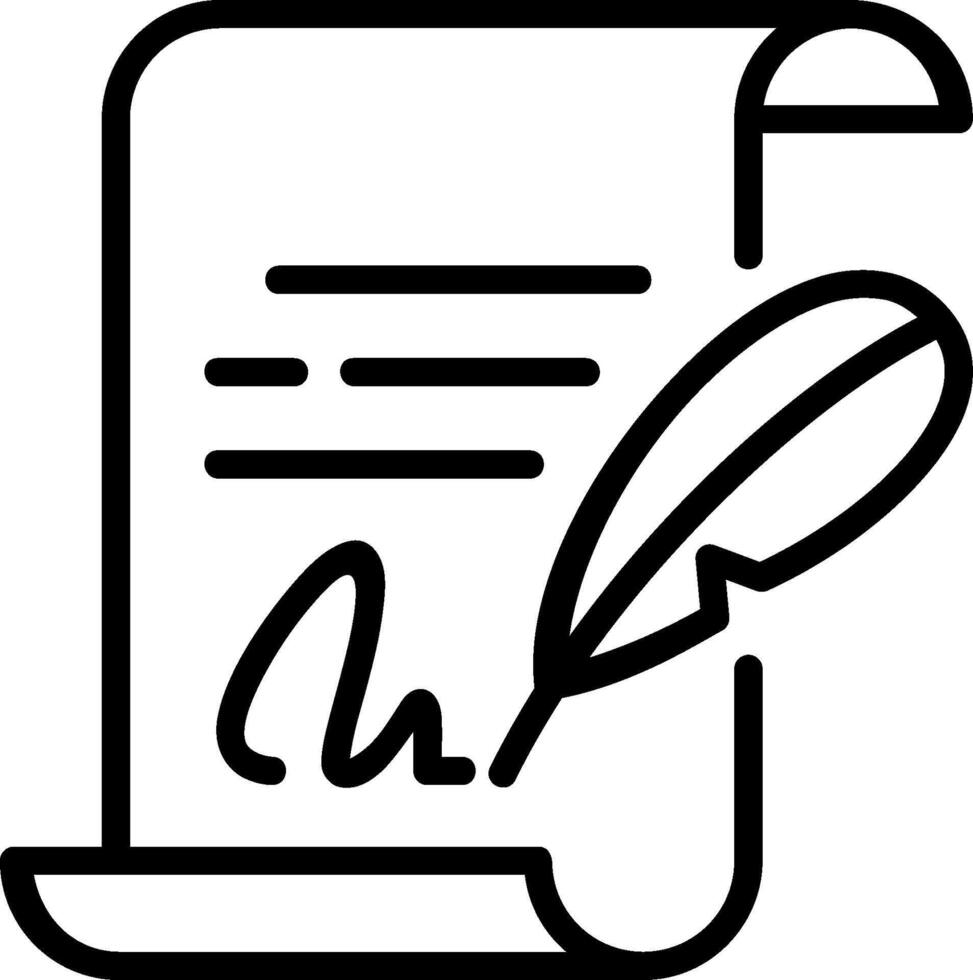 A black and white image of a document with a pen vector