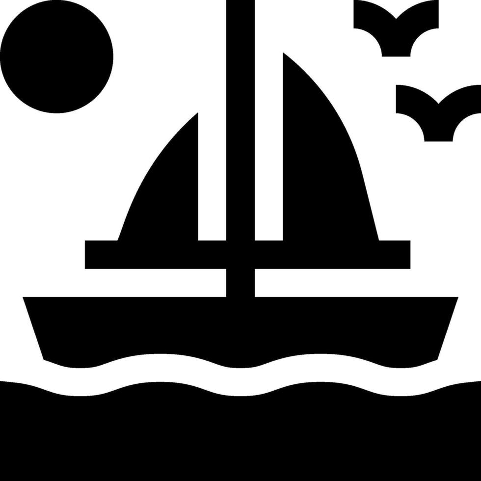 A sailboat floating in the ocean with birds flying around it vector