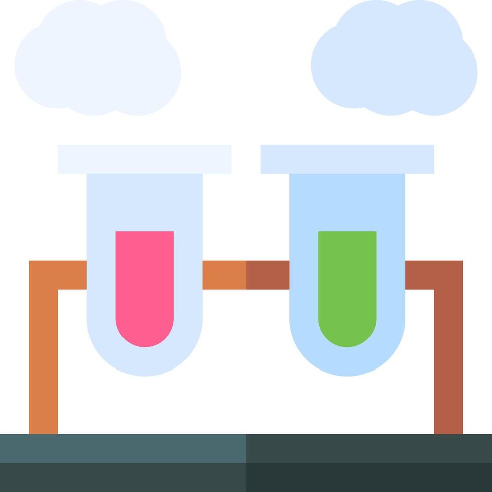Two test tubes with different colors and clouds vector