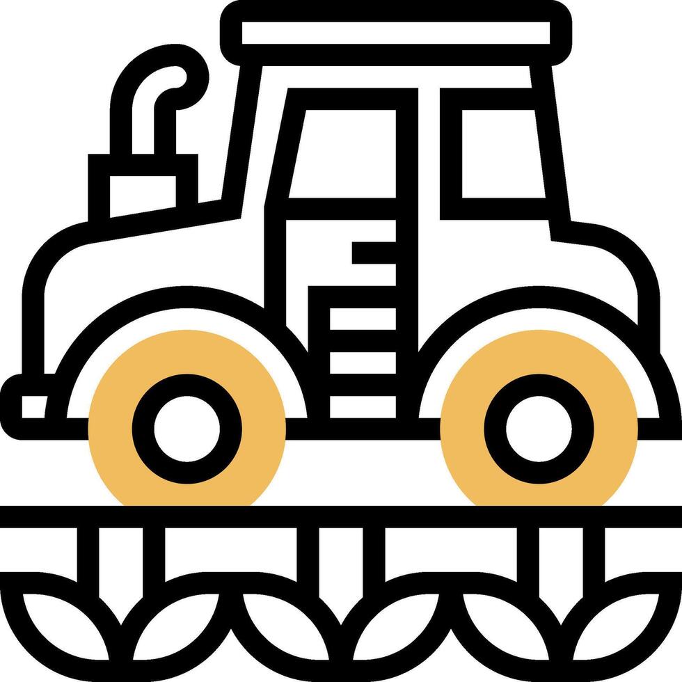 A tractor with a plow on the side of it vector