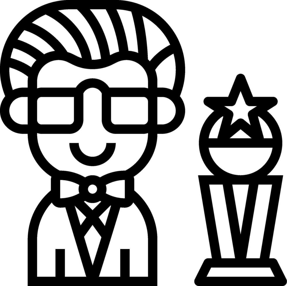 A man with glasses and a trophy next to a star vector