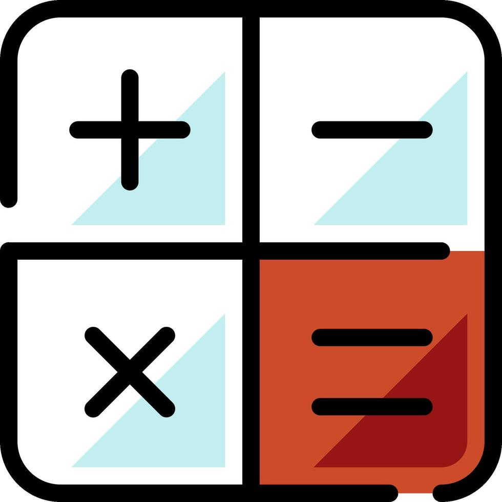 A calculator icon with a red and white background vector