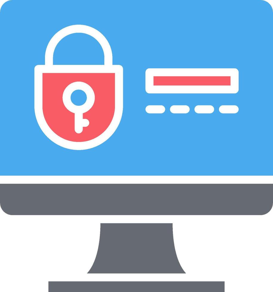 A computer screen with a padlock icon vector