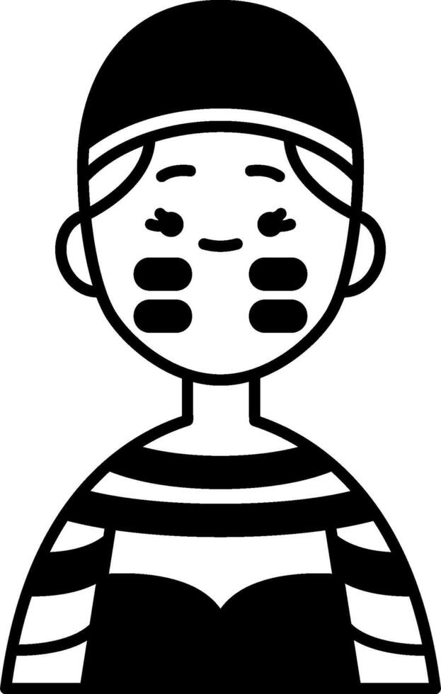 A black and white illustration of a man with a face mask vector