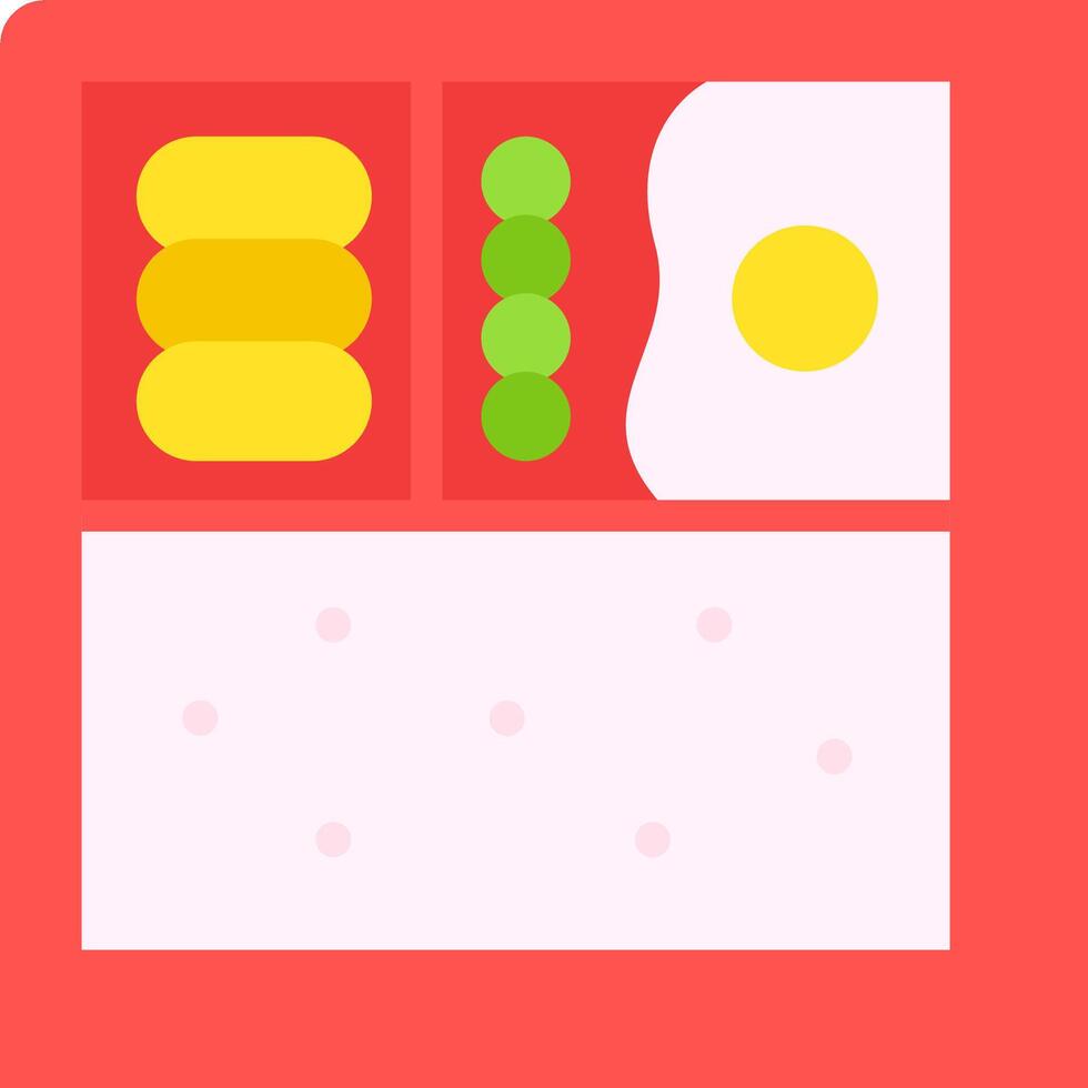 A red box with an egg, beans and a piece of toast vector