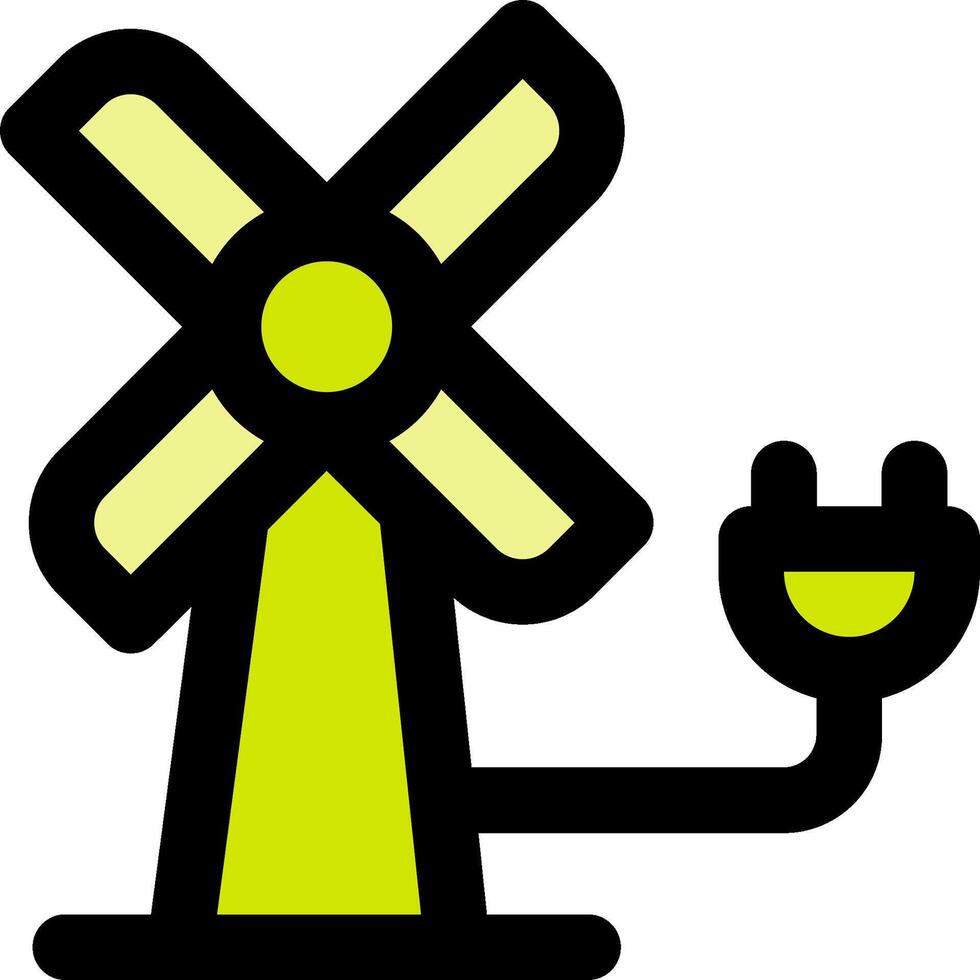 A yellow windmill with a plug and yellow light vector