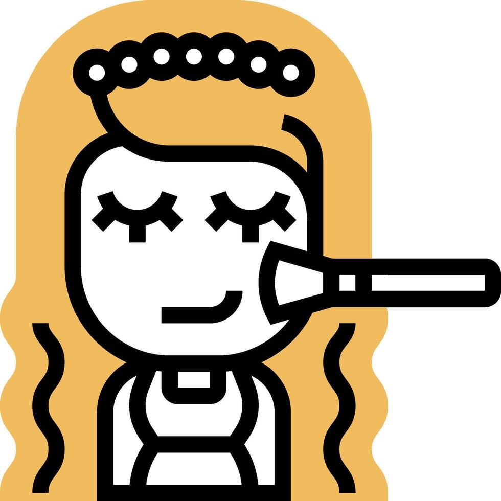 A cartoon woman with a brush in her mouth vector