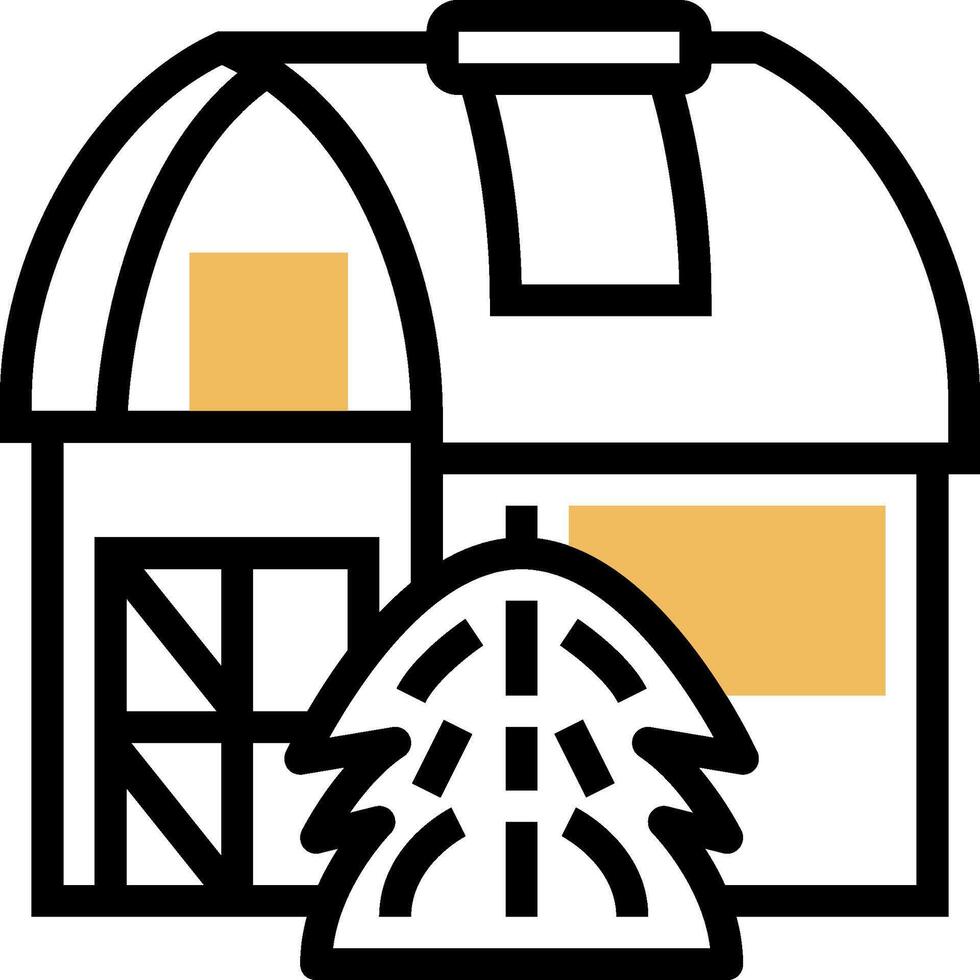 A barn with a tree in the front and a door vector