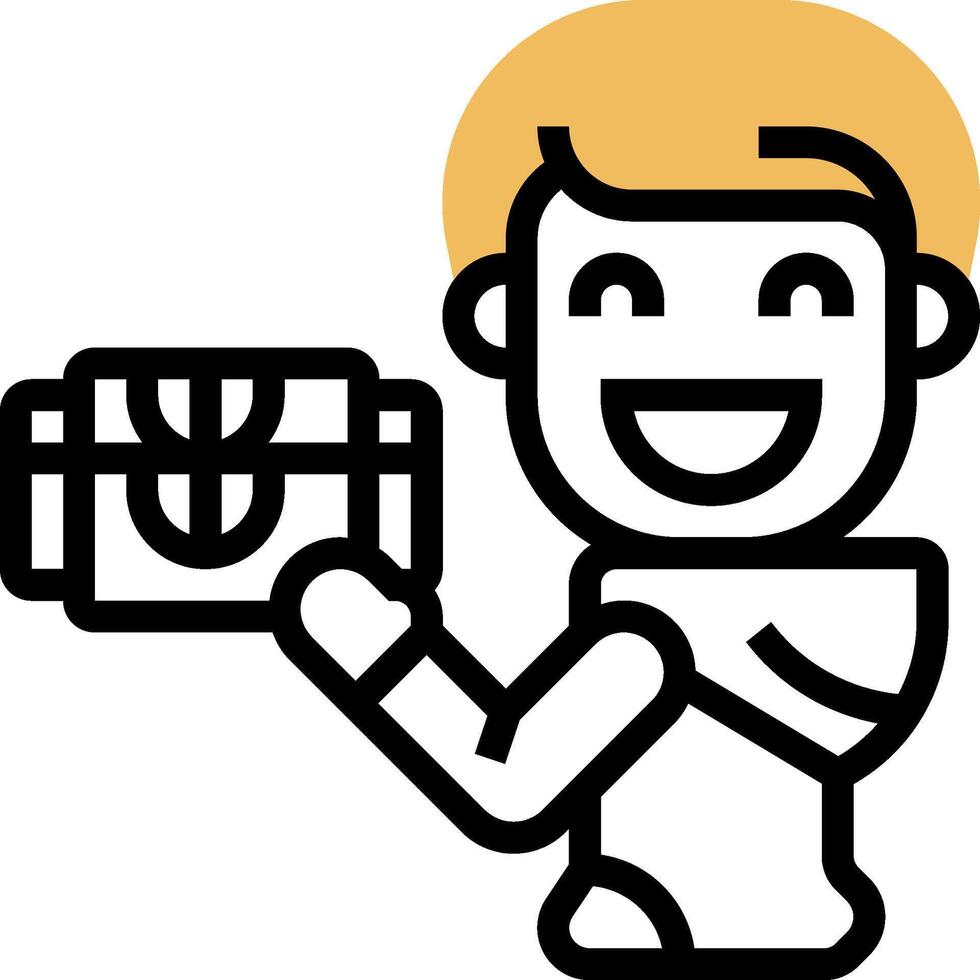 A cartoon man holding a box with a smile vector